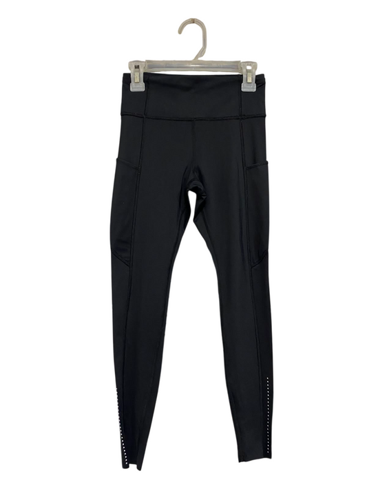 LULULEMON |XS| WAIST 22| WOMEN'S BLACK HIGH-WAISTED RUNNING LEGGINGS WITH SIDE POCKETS & REFLECTIVE DETAILS