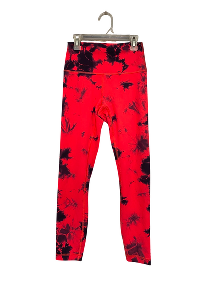 LULULEMON |XS| WAIST 22| WOMEN'S CORAL RED AND BLACK TIE-DYE HIGH-WAISTED ATHLETIC LEGGINGS