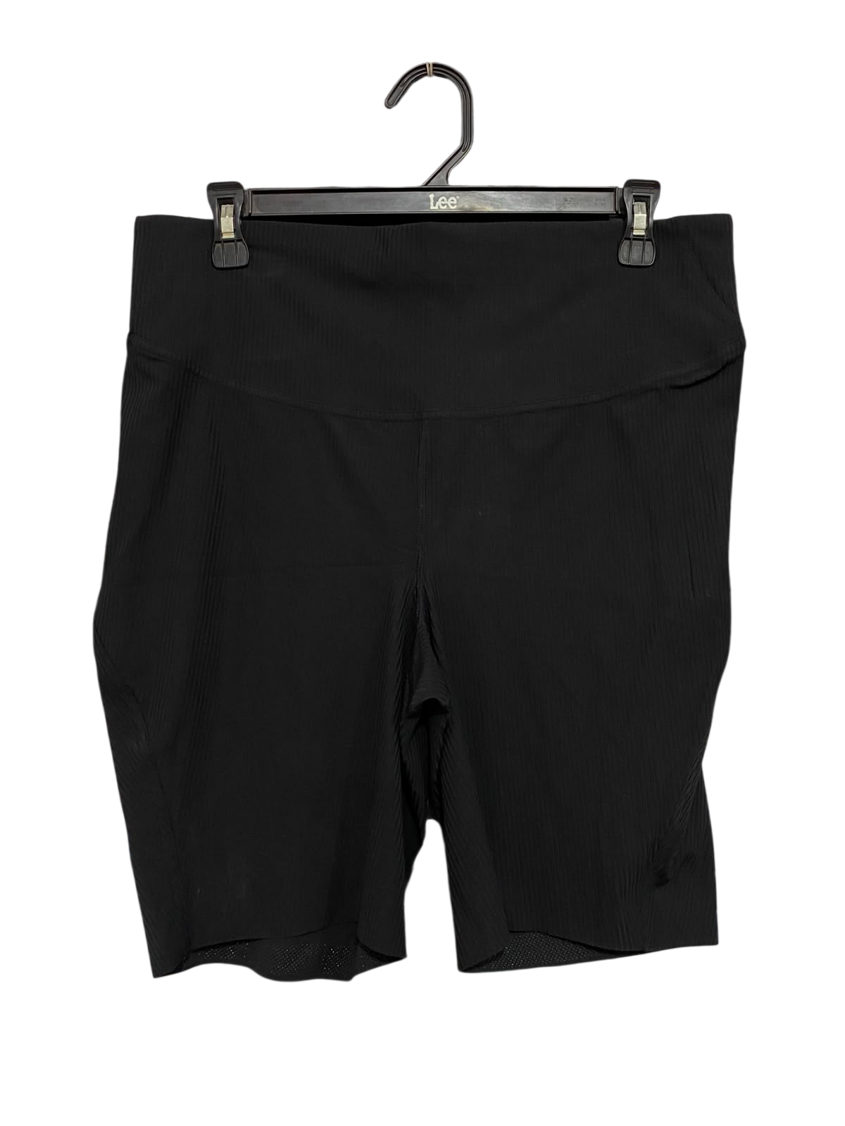 LULULEMON |L| WAIST 32| WOMEN'S BLACK HIGH-WAISTED RIBBED MID-THIGH BIKER SHORTS