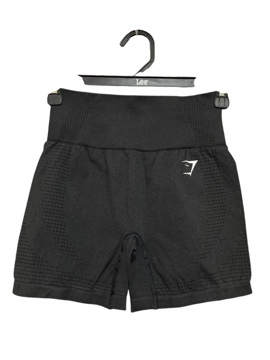 GYMSHARK |XS| WAIST 22| WOMEN'S CHARCOAL BLACK SEAMLESS HIGH-WAISTED MESH WORKOUT SHORTS