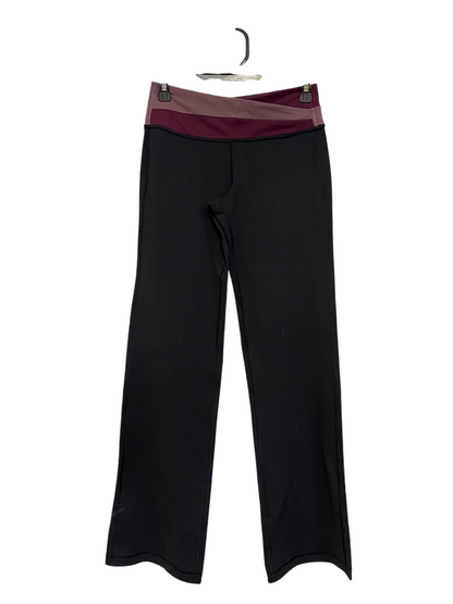 LULULEMON |S| WAIST 26| WOMEN'S BLACK AND PLUM CROSSOVER WAIST STRAIGHT-LEG YOGA PANTS