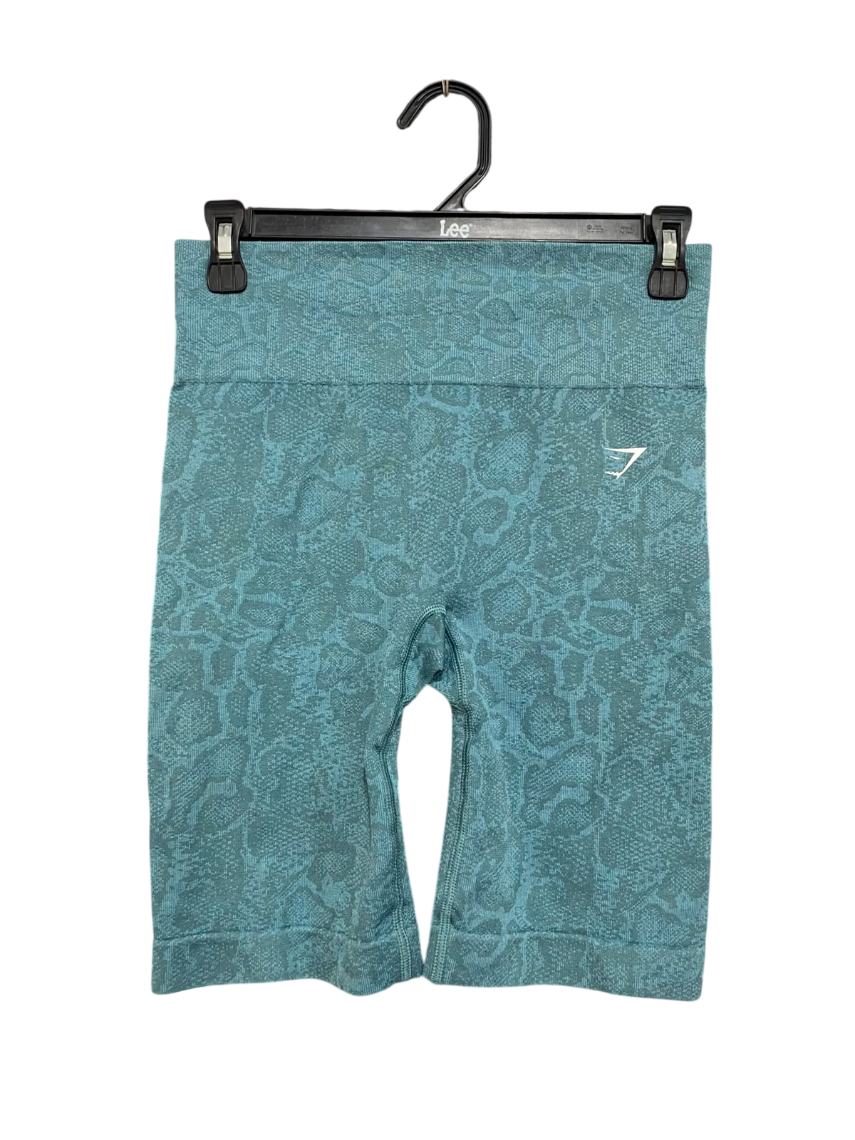 GYMSHARK |S| WAIST 26| WOMEN'S TEAL SNAKESKIN JACQUARD SEAMLESS HIGH-WAISTED BIKER SHORTS