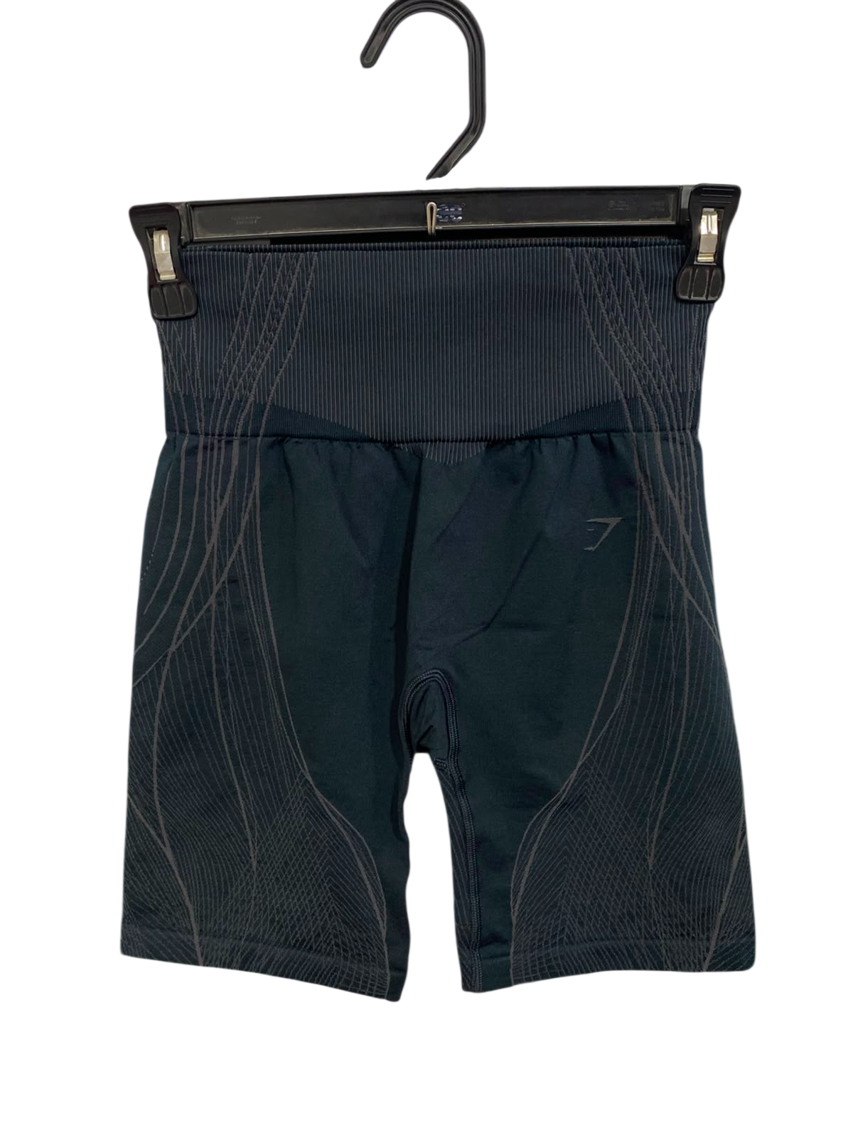 GYMSHARK |XS| WAIST 22| WOMEN'S BLACK/CHARCOAL CONTOUR GRAPHIC SEAMLESS HIGH-WAISTED BIKER SHORTS