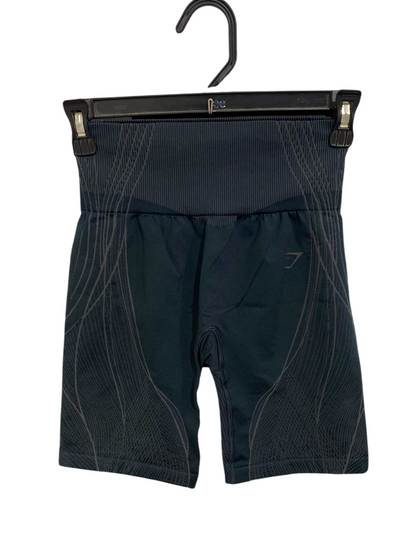 GYMSHARK |XS| WAIST 22| WOMEN'S BLACK/CHARCOAL CONTOUR GRAPHIC SEAMLESS HIGH-WAISTED BIKER SHORTS