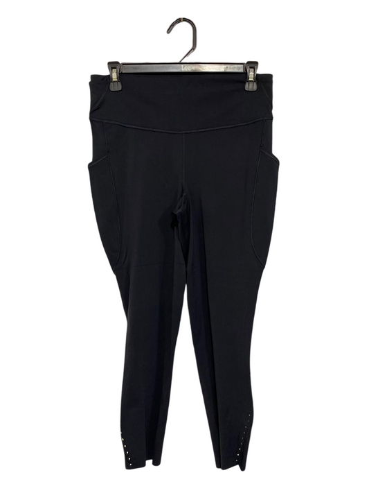 LULULEMON |M| WAIST 28| WOMEN'S BLACK HIGH-WAISTED ATHLETIC CROPPED LEGGINGS WITH SIDE POCKETS AND REFLECTIVE ACCENTS