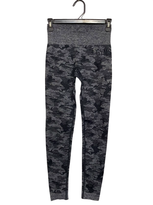 GYMSHARK |S| WAIST 24| Women's Seamless Camo High-Waisted Workout Leggings – Charcoal / Dark Grey