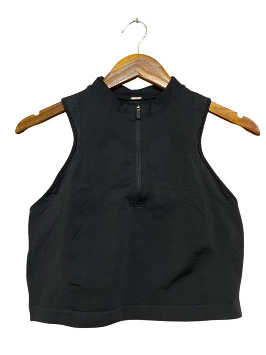 LULULEMON |S| BUST 16| WOMEN'S BLACK HIGH-NECK HALF-ZIP SLEEVELESS ATHLETIC CROP TANK TOP