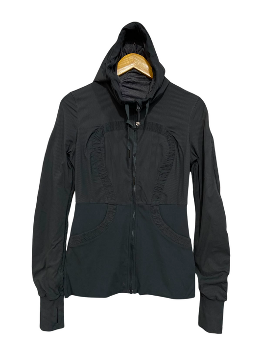 LULULEMON |M| BUST 18| WOMEN'S BLACK FULL-ZIP HOODED ATHLETIC JACKET WITH THUMBHOLES