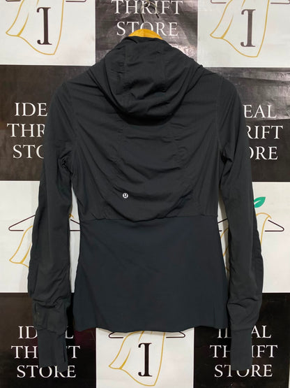 LULULEMON |M| BUST 18| WOMEN'S BLACK FULL-ZIP HOODED ATHLETIC JACKET WITH THUMBHOLES