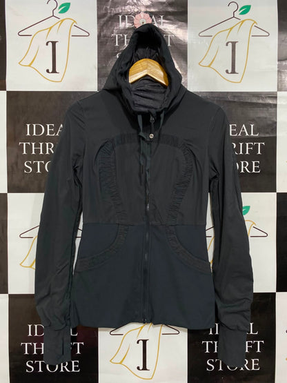 LULULEMON |M| BUST 18| WOMEN'S BLACK FULL-ZIP HOODED ATHLETIC JACKET WITH THUMBHOLES