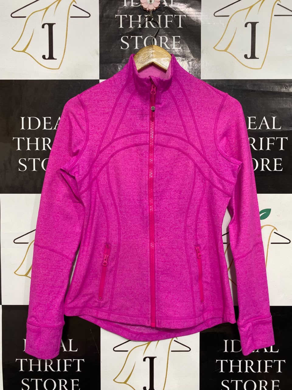 LULULEMON |M| BUST 17| WOMEN'S HOT PINK FULL-ZIP STAND COLLAR ATHLETIC RUNNING JACKET