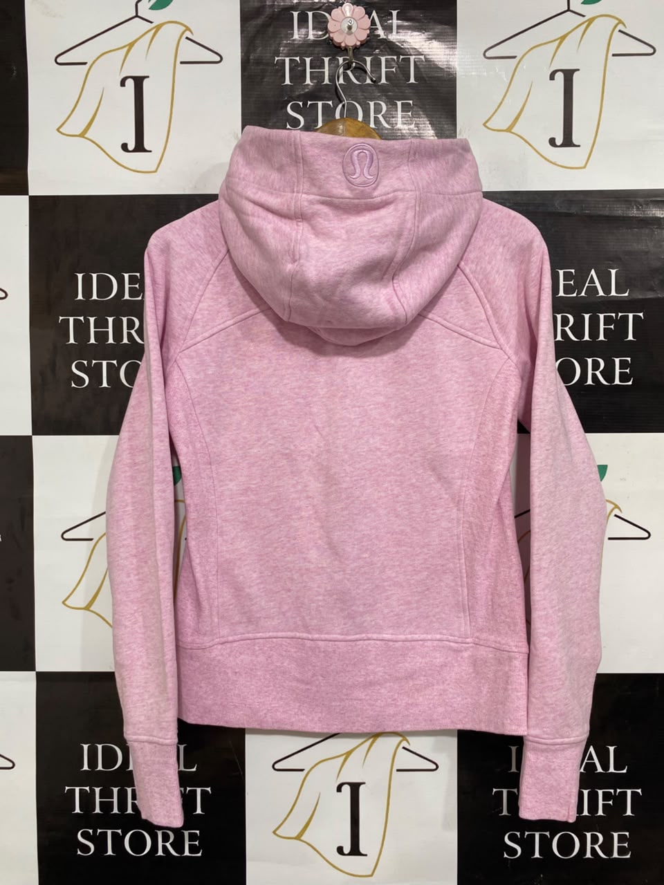 LULULEMON |M| BUST 18| WOMEN'S LIGHT PINK FULL-ZIP FLEECE ATHLETIC HOODIE WITH THUMBHOLES