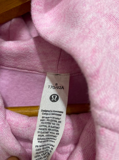 LULULEMON |M| BUST 18| WOMEN'S LIGHT PINK FULL-ZIP FLEECE ATHLETIC HOODIE WITH THUMBHOLES