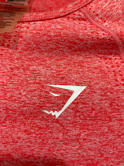 GYMSHARK |S| BUST 14| WOMEN'S CORAL PINK SEAMLESS LONG SLEEVE ATHLETIC WORKOUT TOP WITH THUMBHOLES