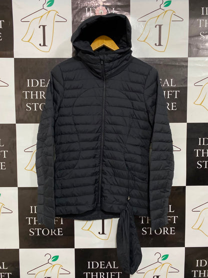 LULULEMON |M| BUST 18| WOMEN'S BLACK LIGHTWEIGHT PUFFER JACKET WITH HOOD AND PACKABLE BAG