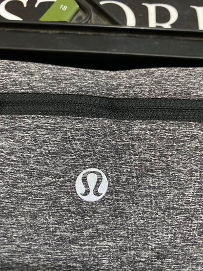 LULULEMON |M| WAIST 26| WOMEN'S CHARCOAL GREY HEATHERED CAPRI ATHLETIC LEGGINGS WITH PINK TRIM