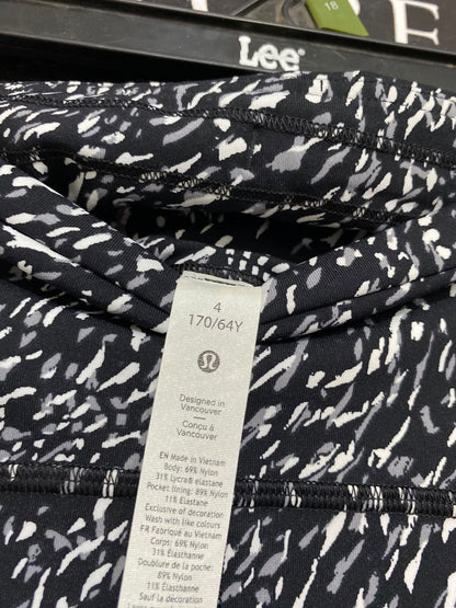 LULULEMON |XS| WAIST 24| WOMEN'S BLACK AND WHITE ABSTRACT PRINT HIGH-WAISTED ATHLETIC LEGGINGS WITH TAGS