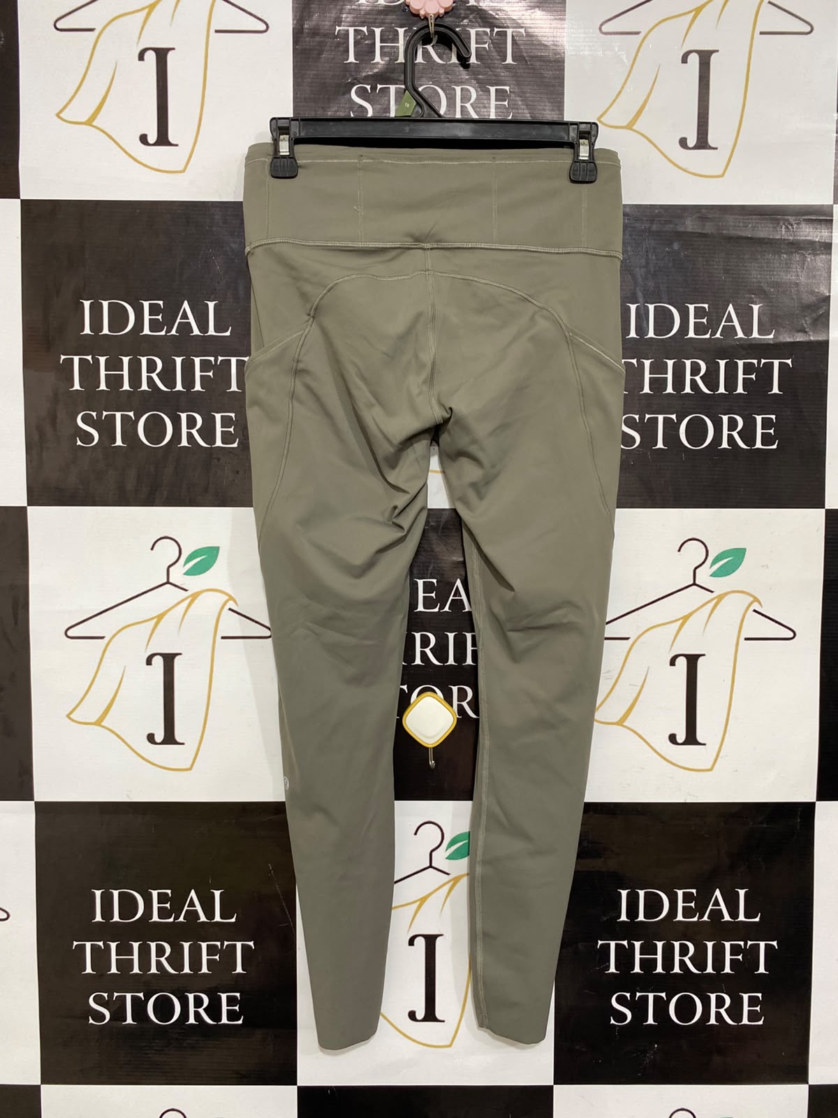 LULULEMON |S| WAIST 26| WOMEN'S OLIVE GREEN HIGH-WAISTED RUNNING LEGGINGS WITH SIDE POCKETS AND REFLECTIVE ACCENTS