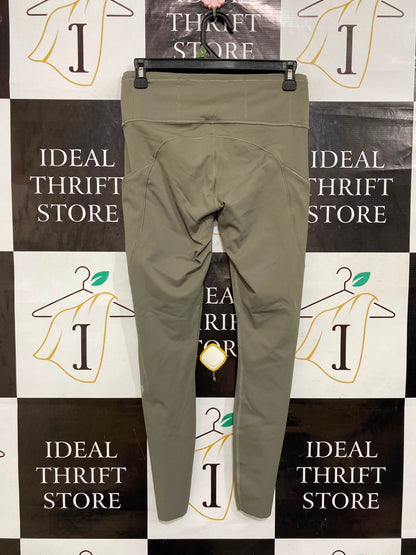 LULULEMON |S| WAIST 26| WOMEN'S OLIVE GREEN HIGH-WAISTED RUNNING LEGGINGS WITH SIDE POCKETS AND REFLECTIVE ACCENTS