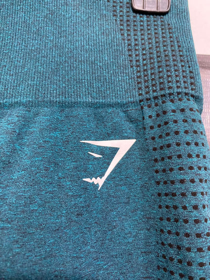 GYMSHARK |S| WAIST 26| WOMEN'S TEAL GREEN SEAMLESS HIGH-WAISTED MESH WORKOUT LEGGINGS