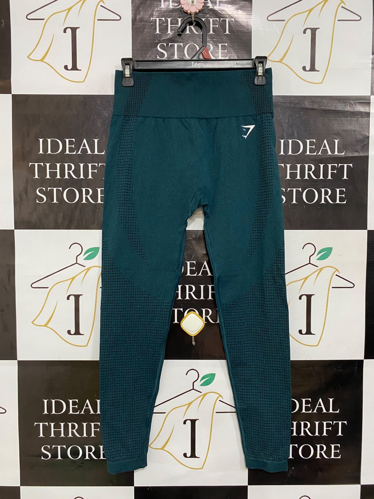 GYMSHARK |S| WAIST 26| WOMEN'S TEAL GREEN SEAMLESS HIGH-WAISTED MESH WORKOUT LEGGINGS