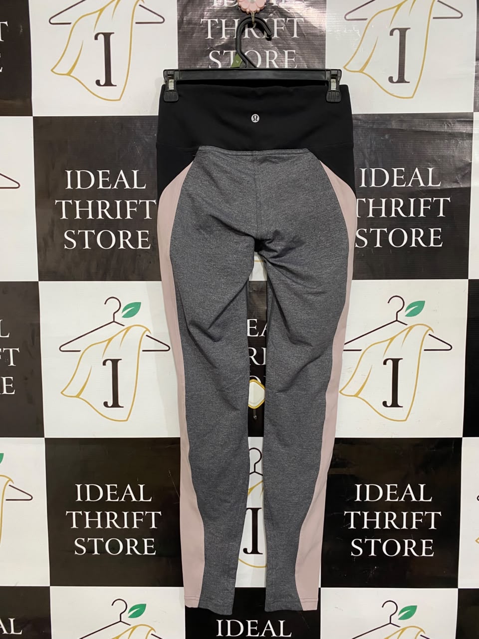 LULULEMON |S| WAIST 26| WOMEN'S CHARCOAL GREY AND BLACK COLORBLOCK HIGH-WAISTED WORKOUT LEGGINGS