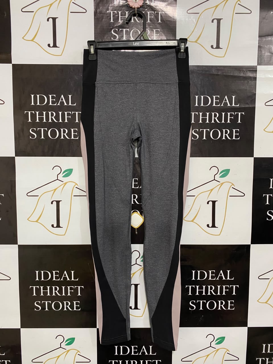 LULULEMON |S| WAIST 26| WOMEN'S CHARCOAL GREY AND BLACK COLORBLOCK HIGH-WAISTED WORKOUT LEGGINGS