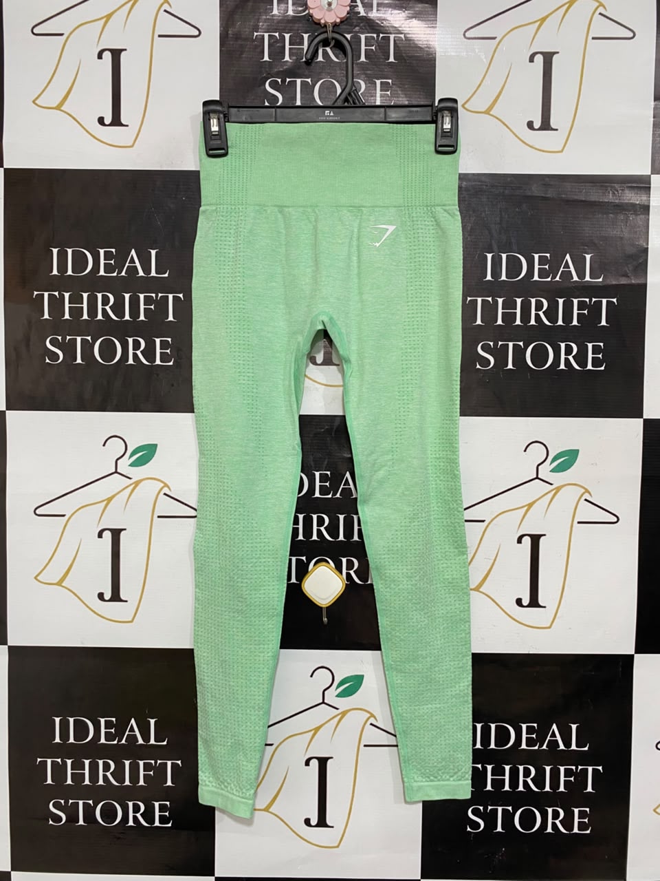 GYMSHARK |XS| WAIST 22| WOMEN'S MINT GREEN SEAMLESS HIGH-WAISTED MESH WORKOUT LEGGINGS