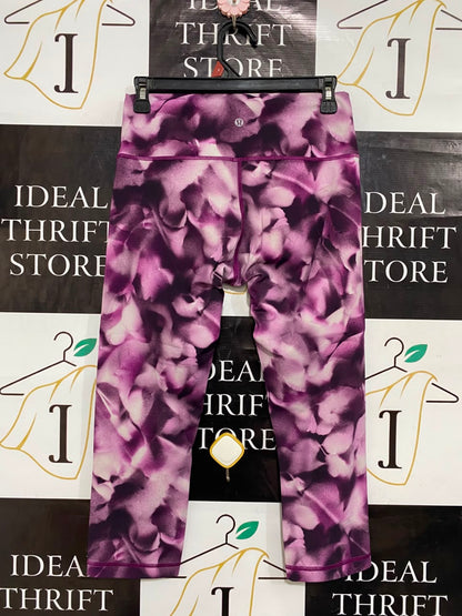 LULULEMON |S| WAIST 26| WOMEN'S PURPLE FLORAL PRINT HIGH-WAISTED CAPRI ATHLETIC LEGGINGS