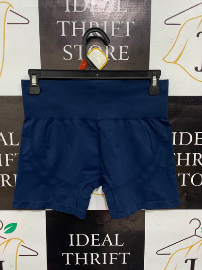 GYMSHARK |S| WAIST 26| WOMEN'S NAVY BLUE SEAMLESS HIGH-WAISTED WORKOUT SHORTS