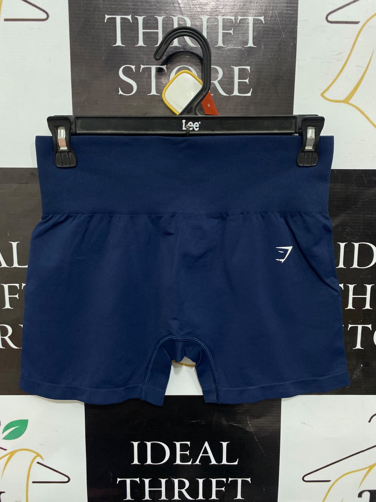 GYMSHARK |S| WAIST 26| WOMEN'S NAVY BLUE SEAMLESS HIGH-WAISTED WORKOUT SHORTS