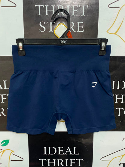 GYMSHARK |S| WAIST 26| WOMEN'S NAVY BLUE SEAMLESS HIGH-WAISTED WORKOUT SHORTS