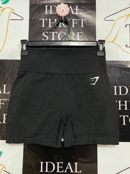 GYMSHARK |XS| WAIST 23| WOMEN'S BLACK SEAMLESS HIGH-WAISTED MESH WORKOUT SHORTS