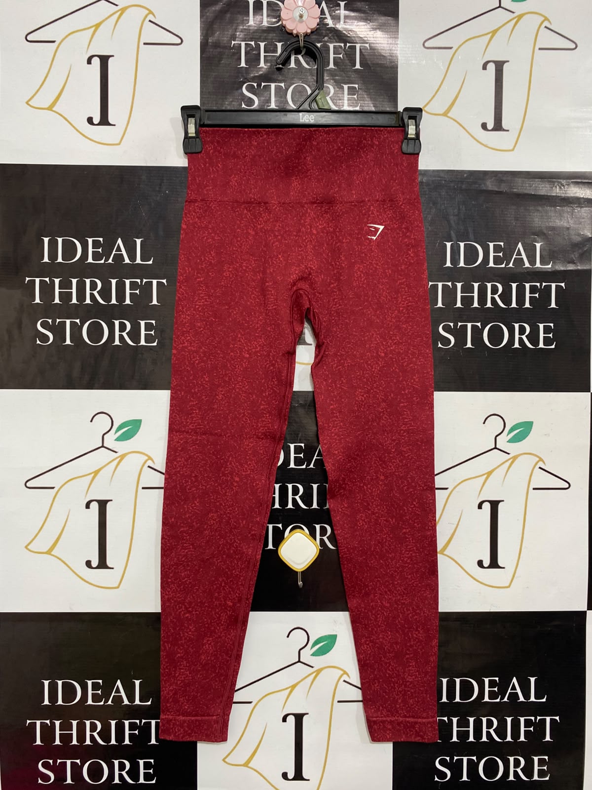 GYMSHARK |XS| WAIST 22| WOMEN'S RED HEATHERED SEAMLESS HIGH-WAISTED WORKOUT LEGGINGS