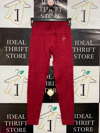 GYMSHARK |XS| WAIST 22| WOMEN'S RED HEATHERED SEAMLESS HIGH-WAISTED WORKOUT LEGGINGS
