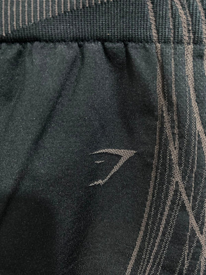 GYMSHARK |XS| WAIST 22| WOMEN'S BLACK/CHARCOAL CONTOUR GRAPHIC SEAMLESS HIGH-WAISTED BIKER SHORTS