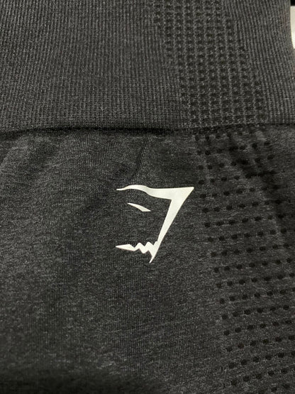 GYMSHARK |XS| WAIST 22| WOMEN'S CHARCOAL BLACK SEAMLESS HIGH-WAISTED MESH WORKOUT SHORTS