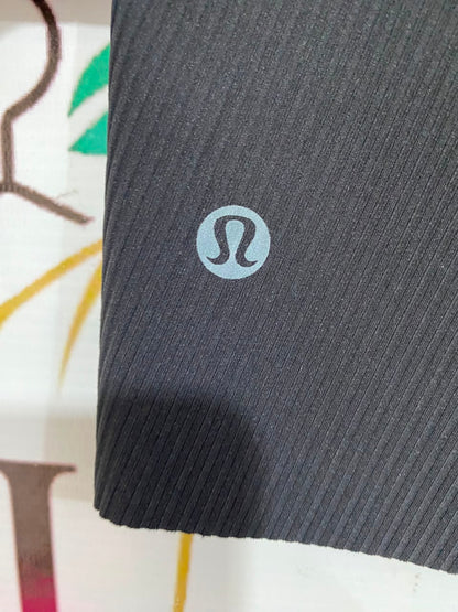 LULULEMON |L| WAIST 32| WOMEN'S BLACK HIGH-WAISTED RIBBED MID-THIGH BIKER SHORTS