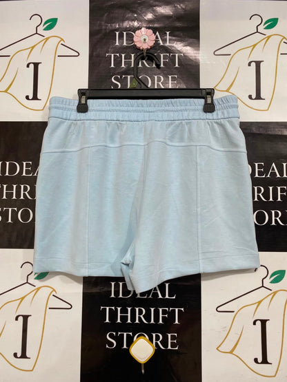 LULULEMON |XL| WAIST 32| WOMEN'S LIGHT BLUE HIGH-WAISTED DRAWSTRING ATHLETIC LOUNGE SHORTS