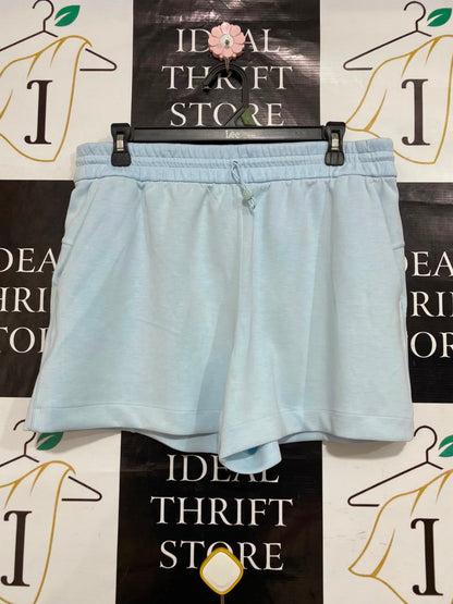 LULULEMON |XL| WAIST 32| WOMEN'S LIGHT BLUE HIGH-WAISTED DRAWSTRING ATHLETIC LOUNGE SHORTS