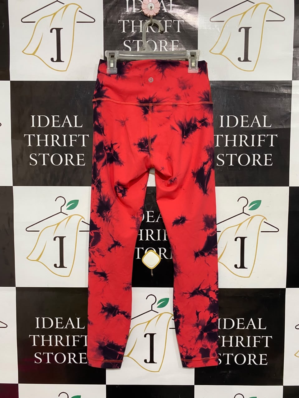 LULULEMON |XS| WAIST 22| WOMEN'S CORAL RED AND BLACK TIE-DYE HIGH-WAISTED ATHLETIC LEGGINGS
