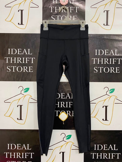 LULULEMON |XS| WAIST 22| WOMEN'S BLACK HIGH-WAISTED RUNNING LEGGINGS WITH SIDE POCKETS & REFLECTIVE DETAILS