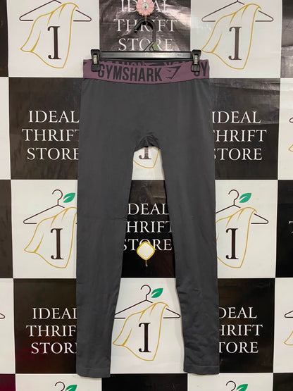 GYMSHARK |S| WAIST 26| CHARCOAL GREY & PURPLE LOGO BAND SEAMLESS LEGGINGS
