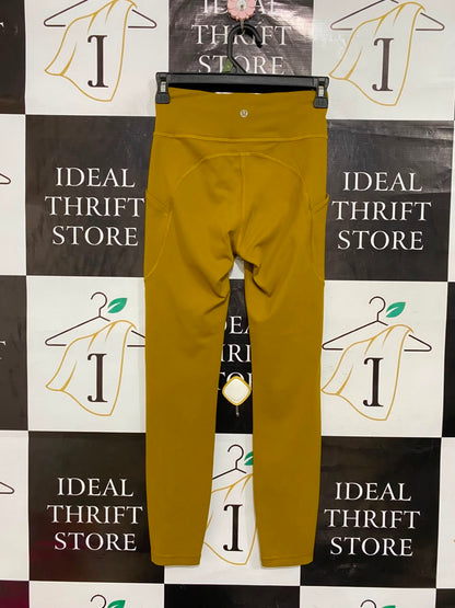 LULULEMON |XS| WAIST 23| WOMEN'S MUSTARD YELLOW HIGH-WAISTED ATHLETIC LEGGINGS WITH SIDE POCKETS