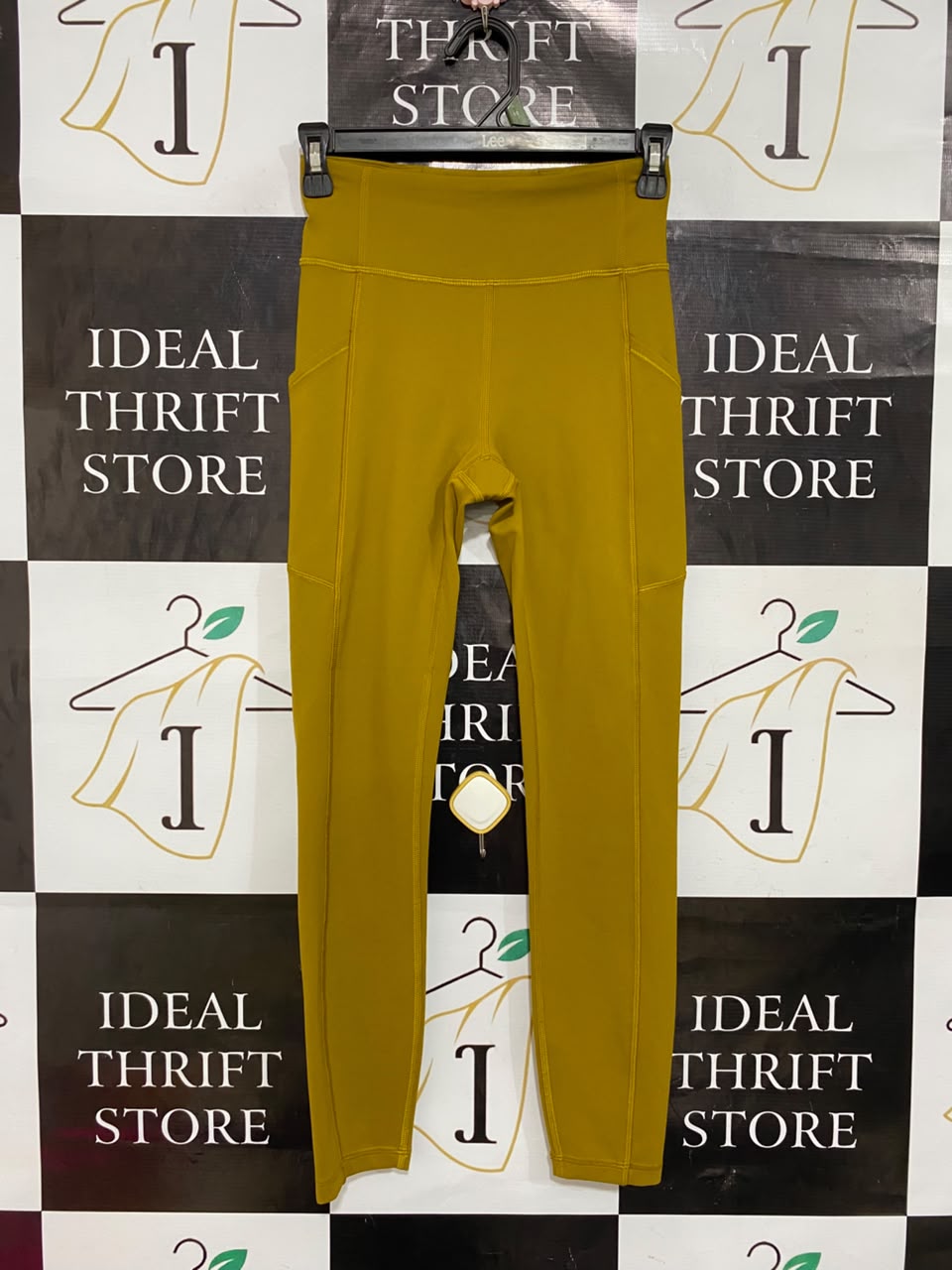 LULULEMON |XS| WAIST 23| WOMEN'S MUSTARD YELLOW HIGH-WAISTED ATHLETIC LEGGINGS WITH SIDE POCKETS
