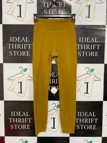 LULULEMON |XS| WAIST 23| WOMEN'S MUSTARD YELLOW HIGH-WAISTED ATHLETIC LEGGINGS WITH SIDE POCKETS