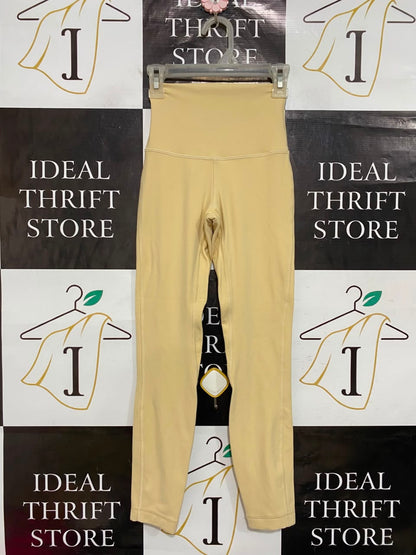 LULULEMON |XXS| WAIST 18| WOMEN'S PASTEL BUTTER YELLOW HIGH-WAISTED ATHLETIC LEGGINGS