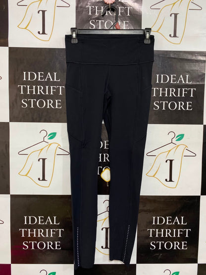 ALO |S| WAIST 26| BLACK HIGH-WAISTED BUTTON-FRONT WIDE-LEG PANTS