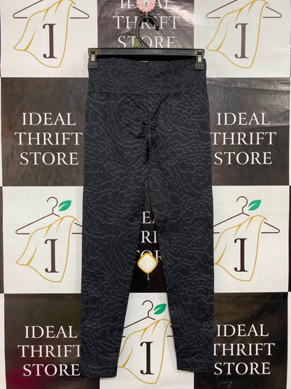 GYMSHARK |XS| WAIST 24| CHARCOAL BLACK ANIMAL/ANIMALIAN PRINT HIGH-WAISTED SEAMLESS LEGGINGS