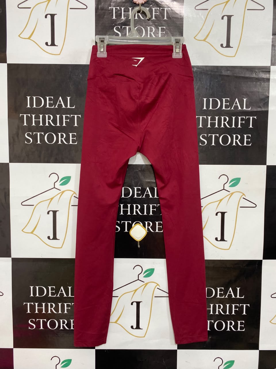 GYMSHARK |S| WAIST 21| MAROON RED HIGH-WAISTED ATHLETIC LEGGINGS